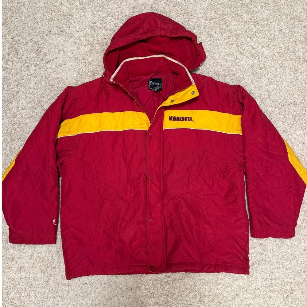 Vintage Spotlight Minnesota Golden Gophers Hooded Jacket Mens XXL Red Yellow